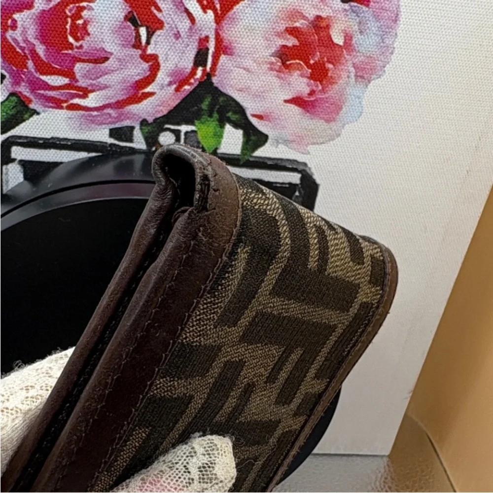 Fendi Black and Brown FF Logo Wallet